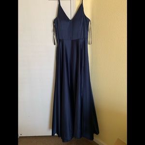Silk blue long dress